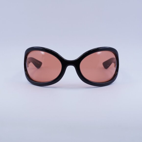 Gucci GG1381S 001 Sunglasses Shiny Black Cat Eye Frame, Red Lenses - Picture 3 of 11